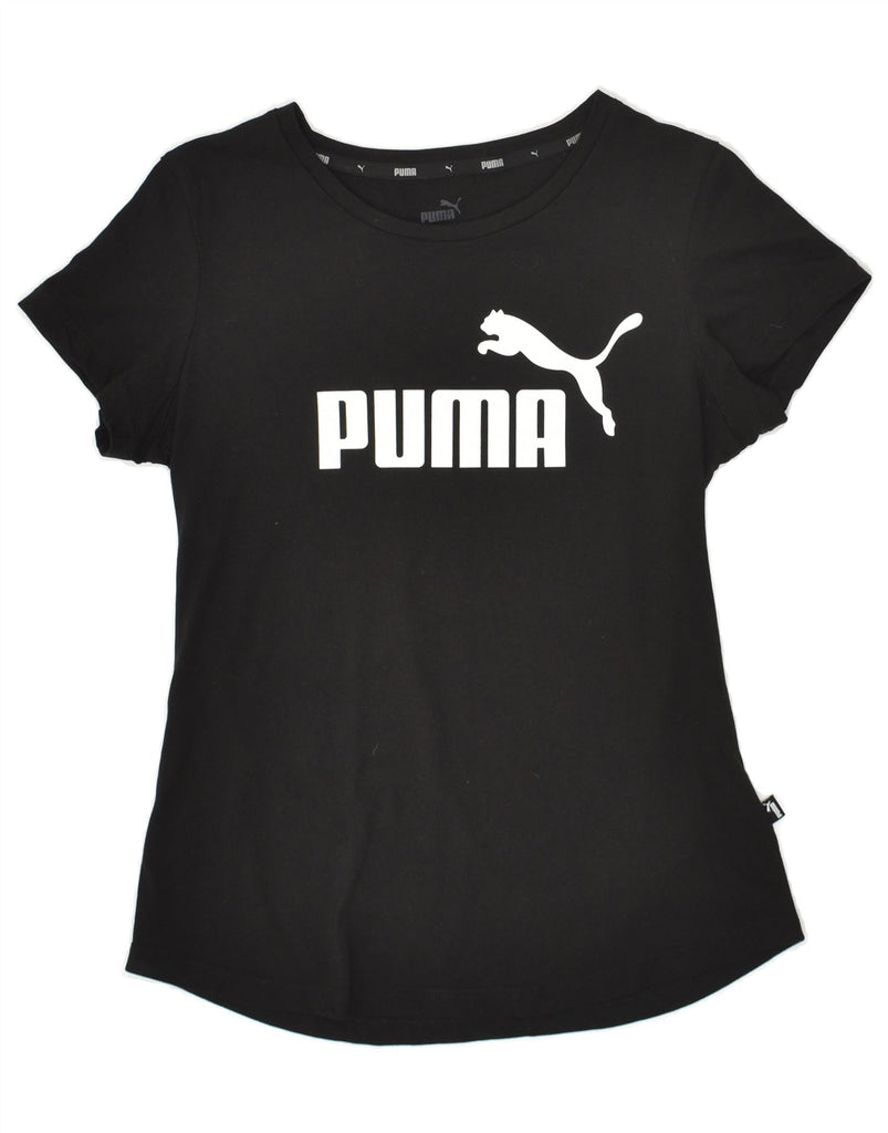 PUMA Womens Graphic T-Shirt Top UK 8 Small Black Cotton | Vintage Puma | Thrift | Second-Hand Puma | Used Clothing | Messina Hembry 