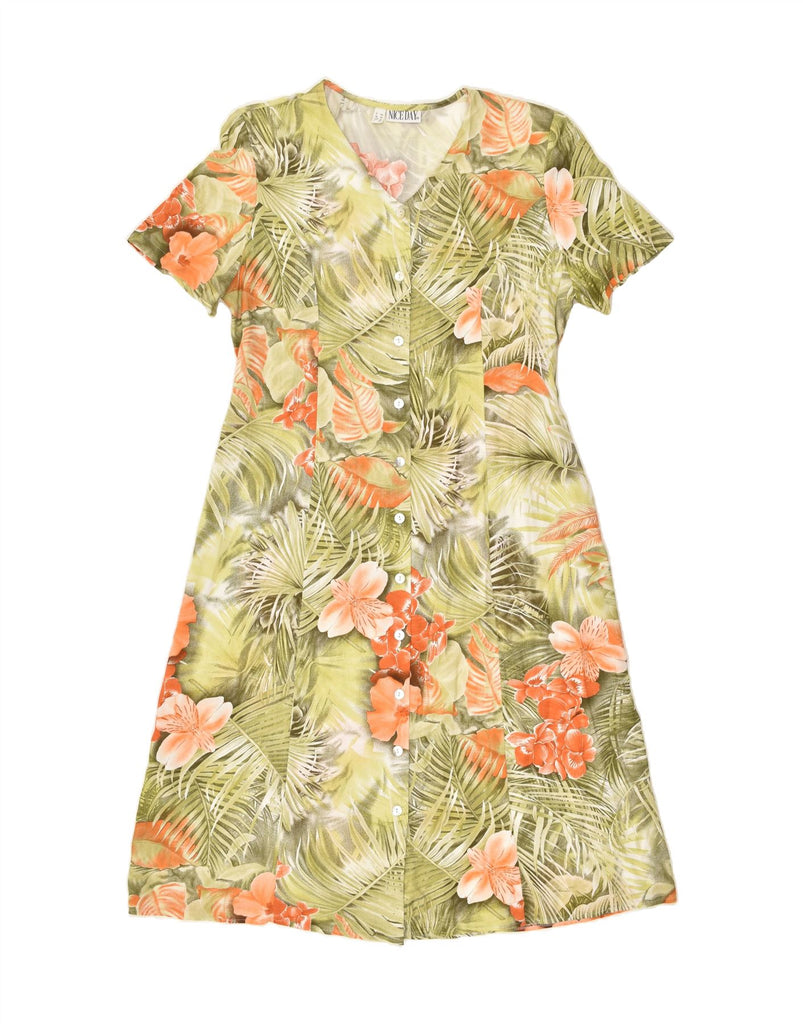 VINTAGE Womens Tea Dress UK 18 XL  Green Floral Viscose | Vintage Vintage | Thrift | Second-Hand Vintage | Used Clothing | Messina Hembry 