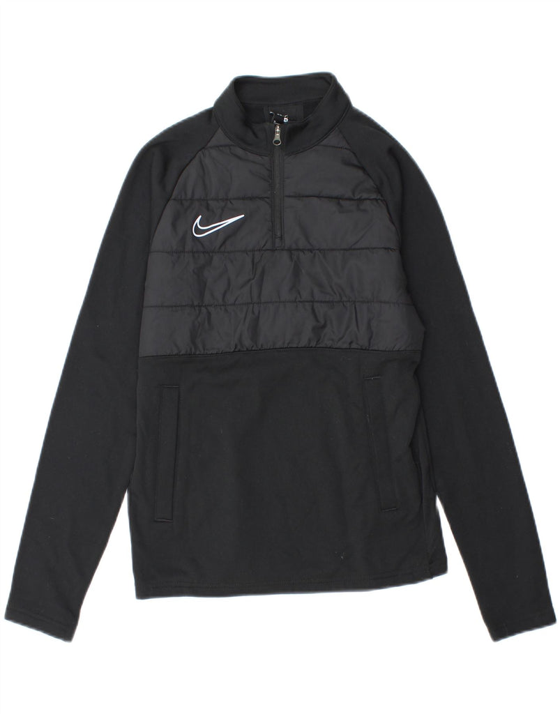 NIKE Boys Dri Fit Zip Neck Sweatshirt Jumper 10-11 Years Medium Black Vintage Nike and Second-Hand Nike from Messina Hembry 
