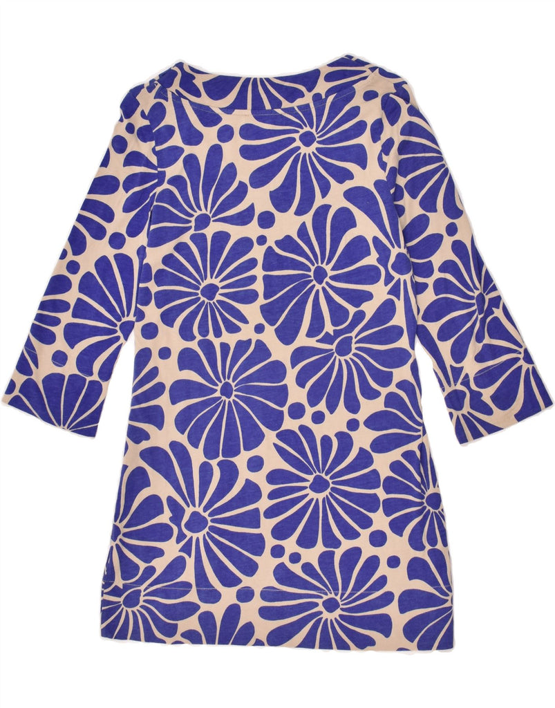 BODEN Womens 3/4 Sleeve Basic Dress UK 12 Medium Blue Floral Modal | Vintage Boden | Thrift | Second-Hand Boden | Used Clothing | Messina Hembry 