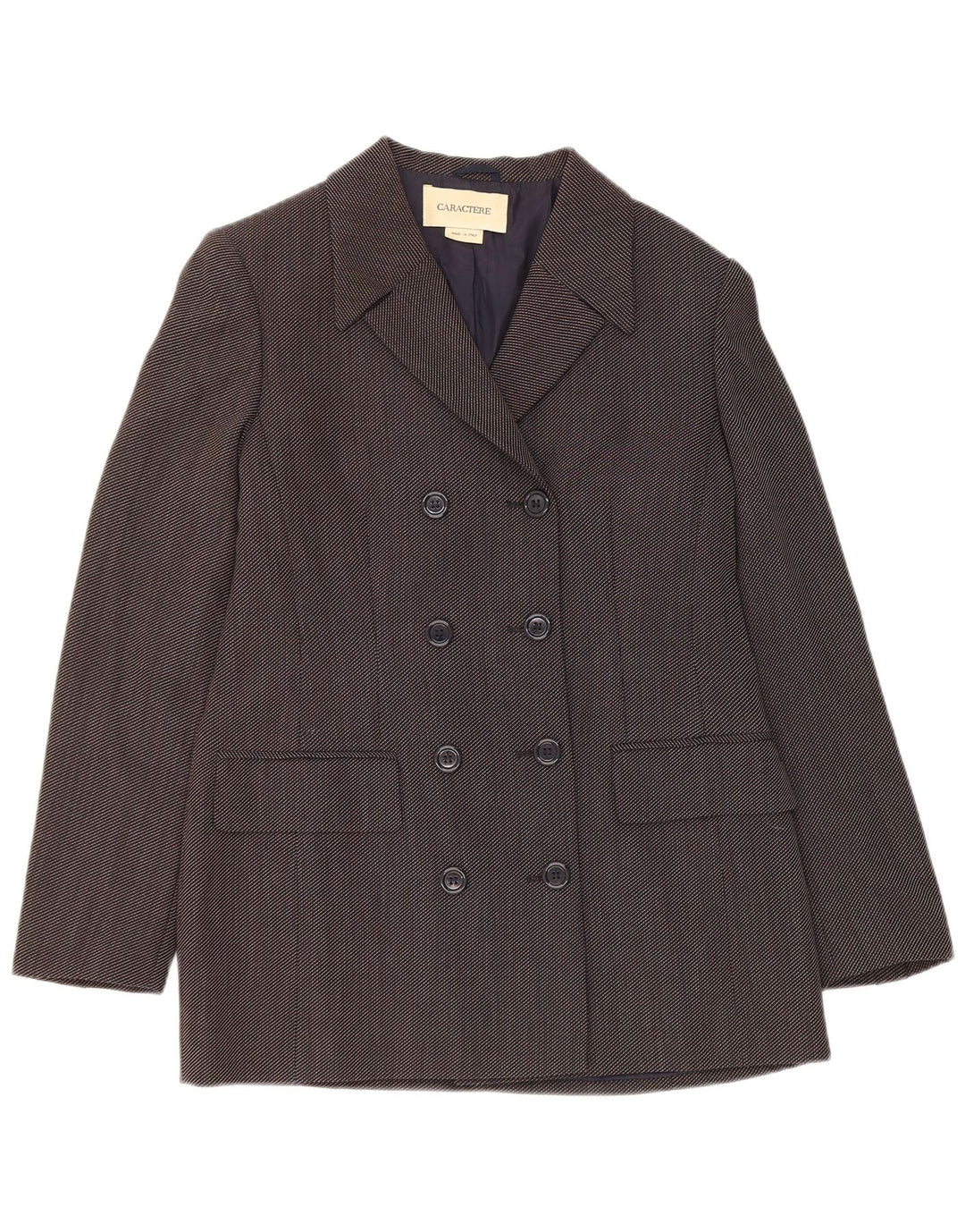 Caractere Womens Double Breasted Blazer Jacket UK 12 Medium Grey
