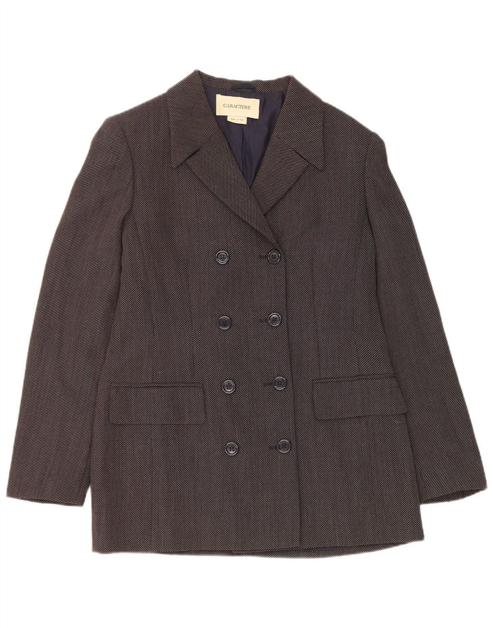 Caractere Womens Double Breasted Blazer Jacket UK 12 Medium Grey