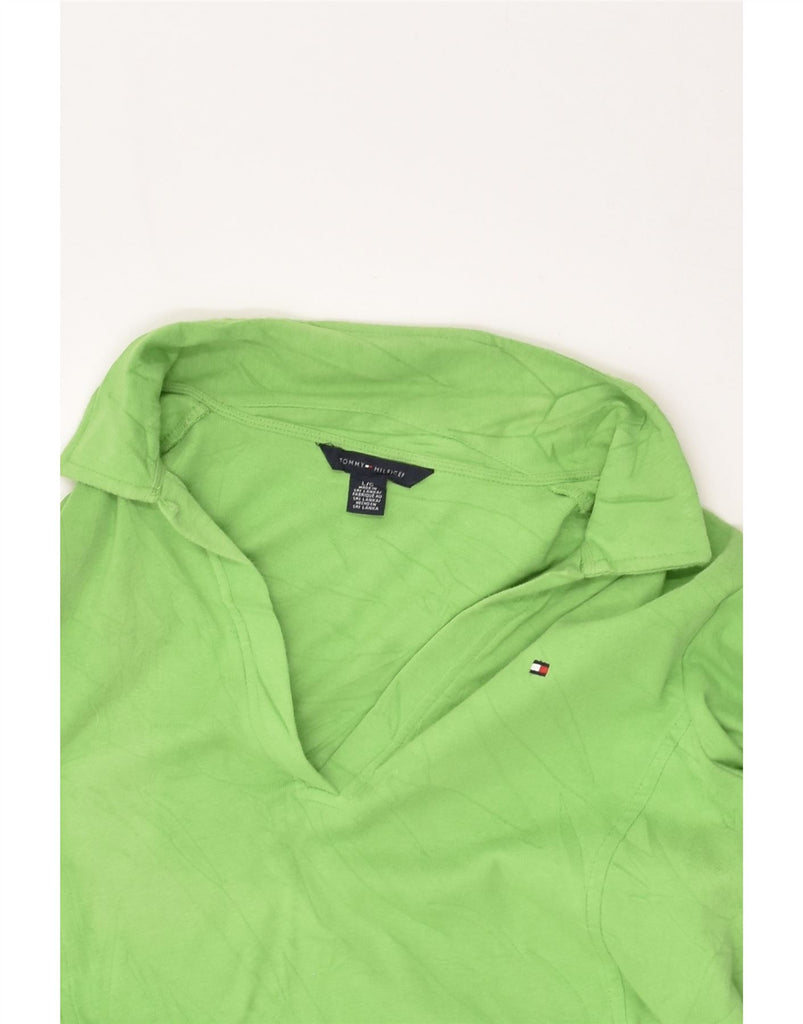 TOMMY HILFIGER Womens 3/4 Sleeve Polo Shirt UK 14 Large Green | Vintage Tommy Hilfiger | Thrift | Second-Hand Tommy Hilfiger | Used Clothing | Messina Hembry 