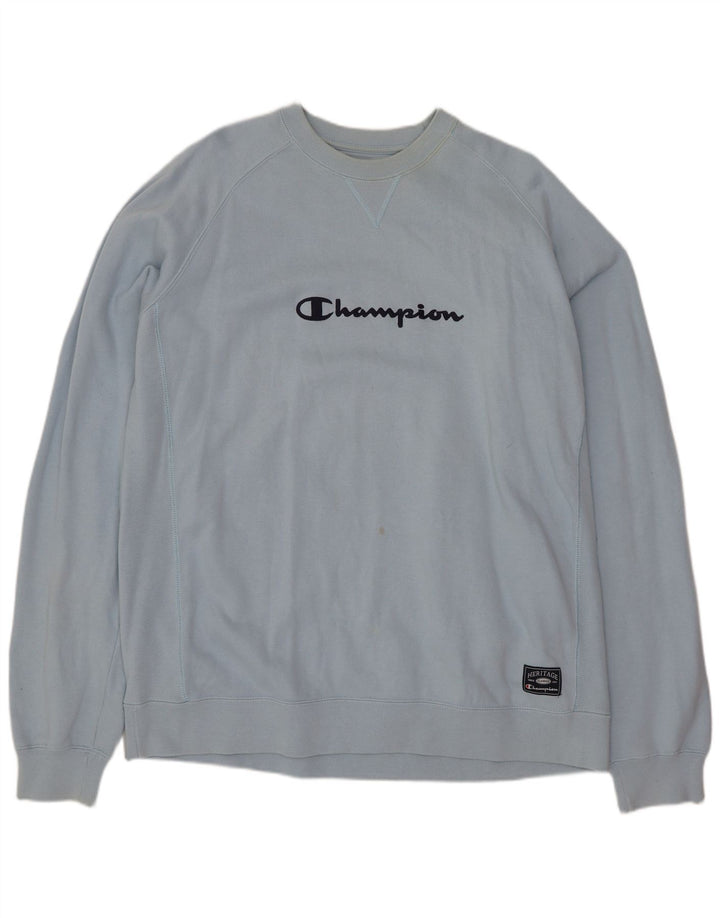 Champion Mens Graphic Sweatshirt Jumper 2XL Blue Cotton
