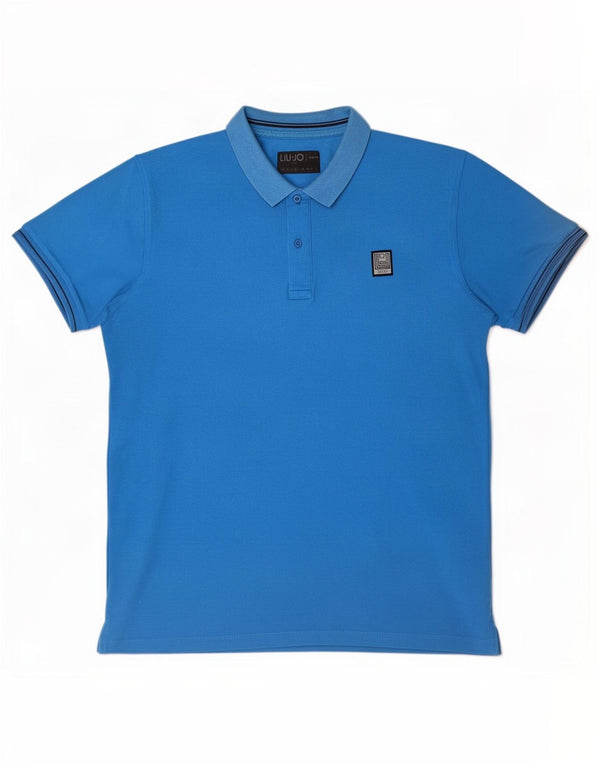 Liu Jo Mens Slim Fit Polo Shirt Large Blue Cotton