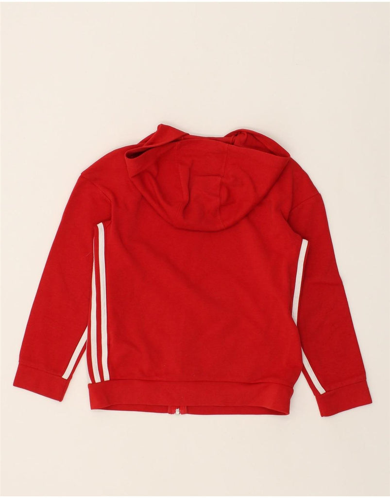 ADIDAS Boys Zip Hoodie Sweater 9-10 Years Red Cotton | Vintage Adidas | Thrift | Second-Hand Adidas | Used Clothing | Messina Hembry 