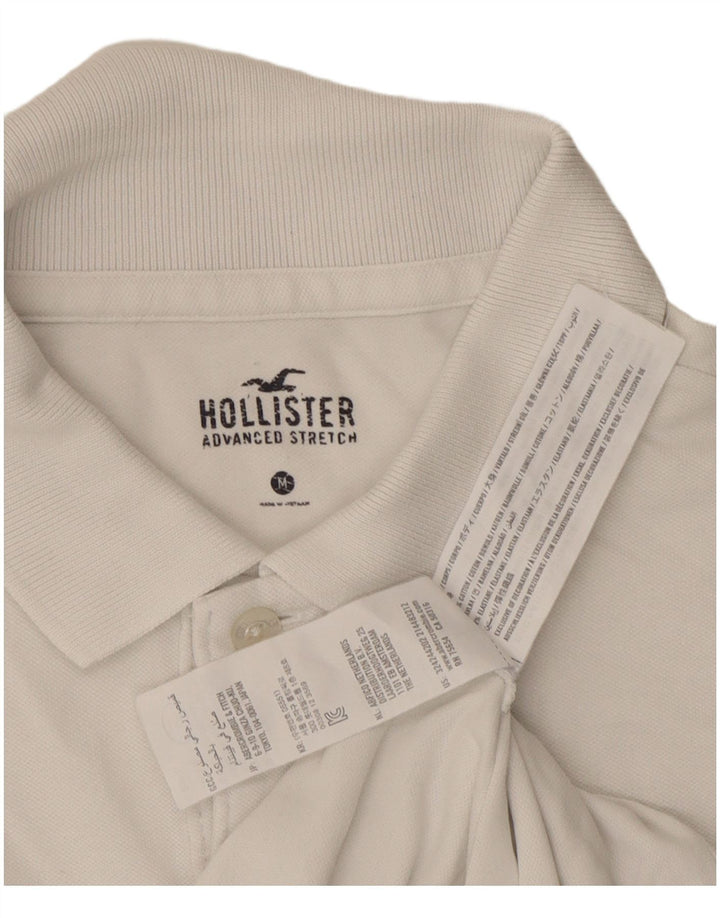 Hollister Mens Polo Shirt Medium White Cotton