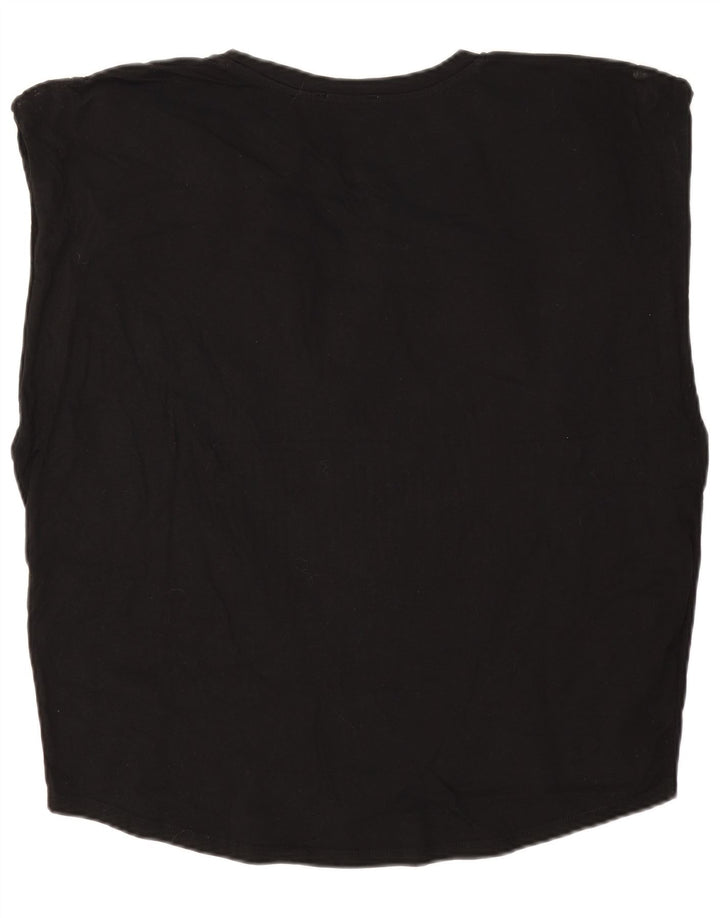 Zara Womens Oversized Vest Top UK 12 Medium Black Cotton