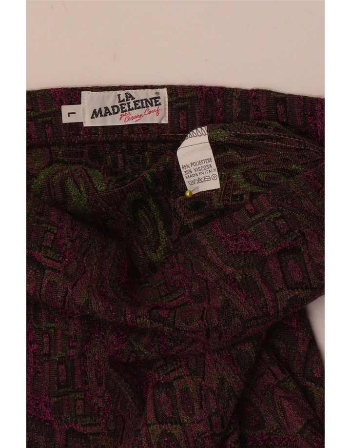 Vintage Womens Pencil Skirt Large W32 Burgundy Geometric Polyester
