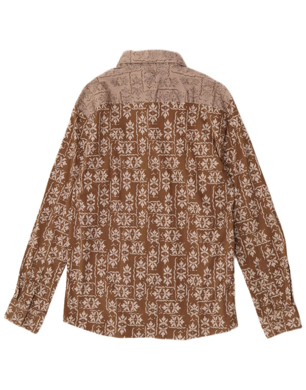 S.Oliver Mens Shirt Large Brown Floral Cotton
