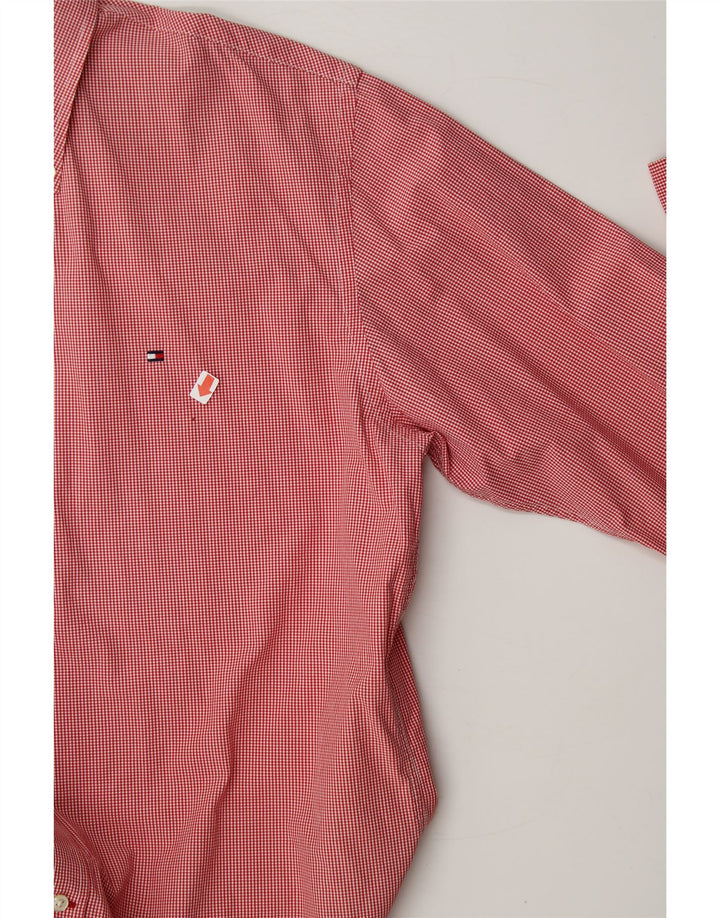 TOMMY HILFIGER Mens Shirt XL Red Gingham Cotton 80s Vintage Tommy Hilfiger and Second-Hand Tommy Hilfiger from Messina Hembry 
