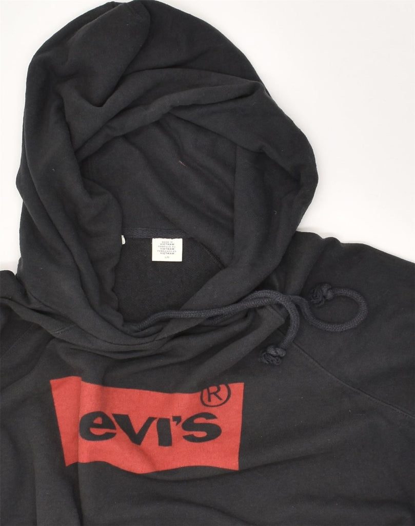 LEVI'S Womens Graphic Hoodie Jumper UK 16 Large Black Cotton | Vintage Levi's | Thrift | Second-Hand Levi's | Used Clothing | Messina Hembry 