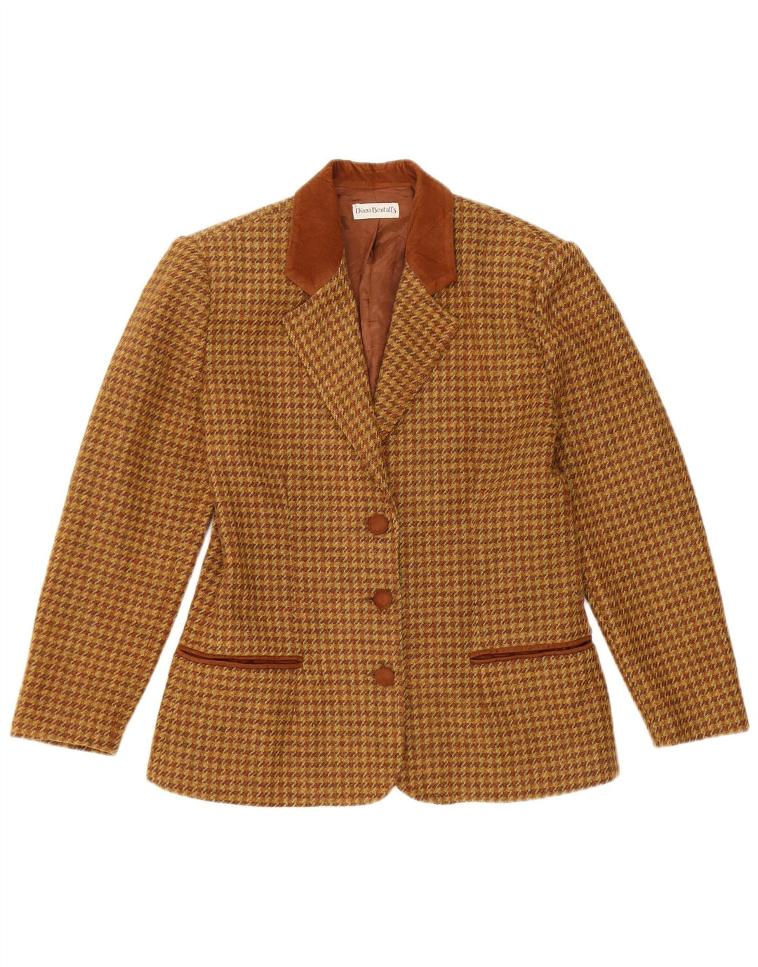 Diana Bentall's Womens Blazer Jacket IT 42 Medium Brown Houndstooth