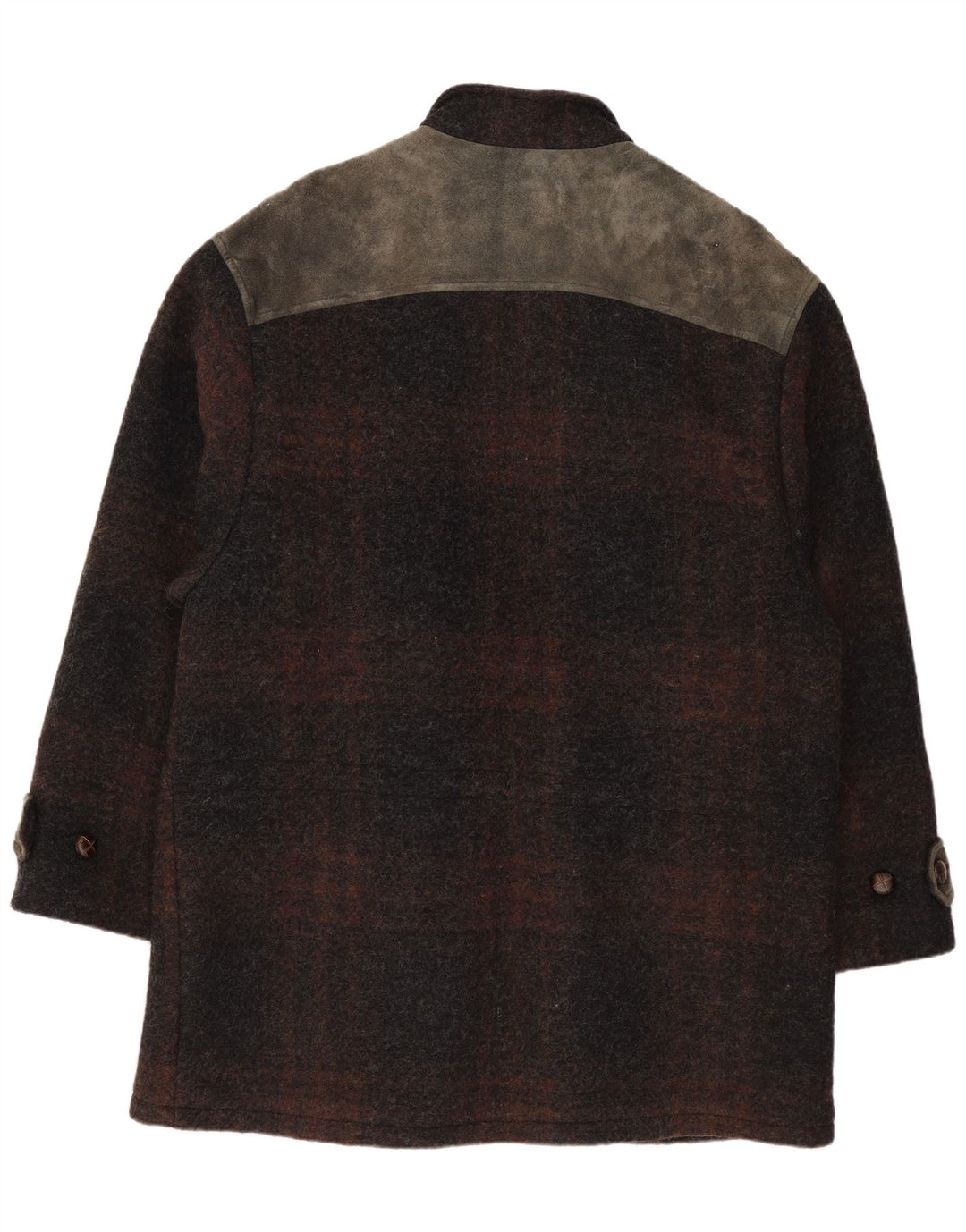 Julius Lang Mens Overcoat UK 40 Large Brown Check Wool