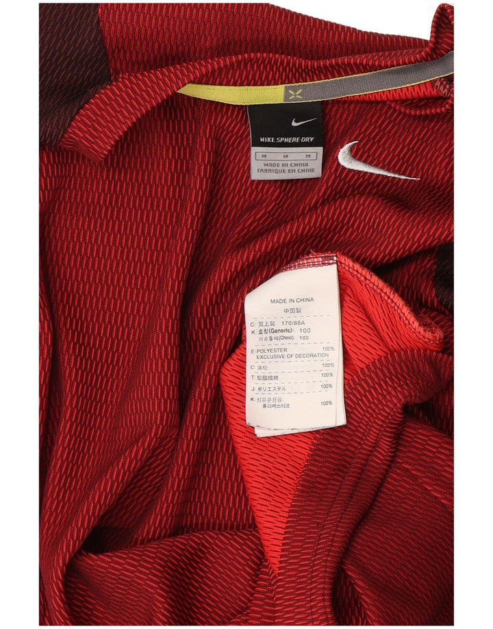 Nike Mens T-Shirt Top Medium Burgundy Colourblock Polyester