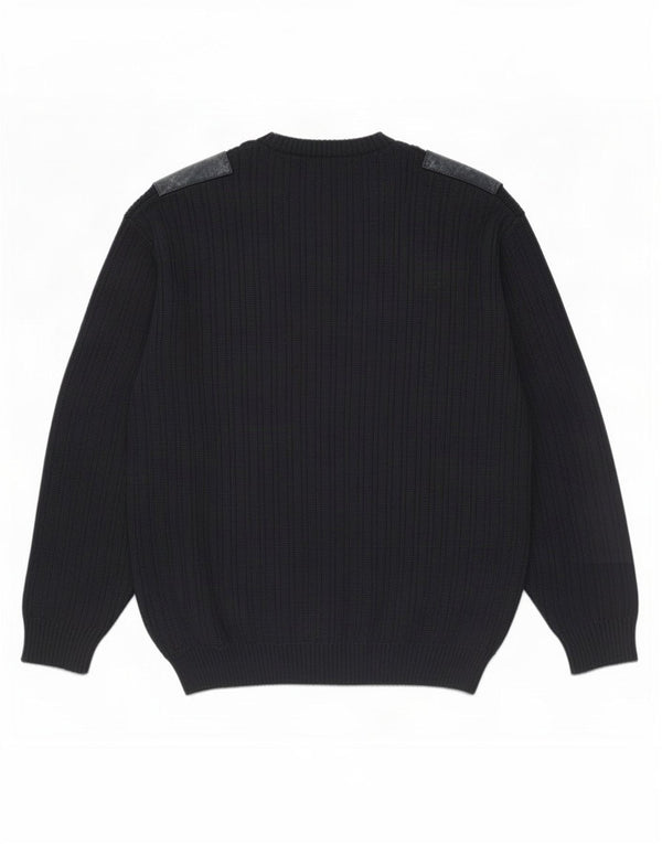 Malagrida Mens V-Neck Jumper Sweater XL Navy Blue Striped Wool