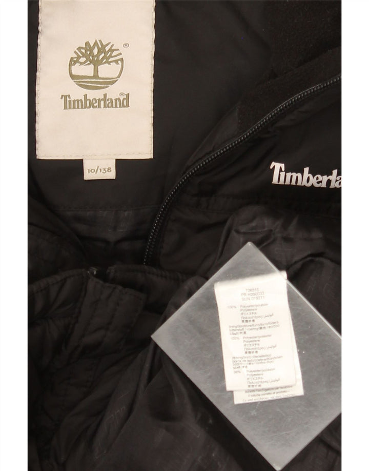 TIMBERLAND Boys Hooded Padded Jacket 9-10 Years Black Polyester