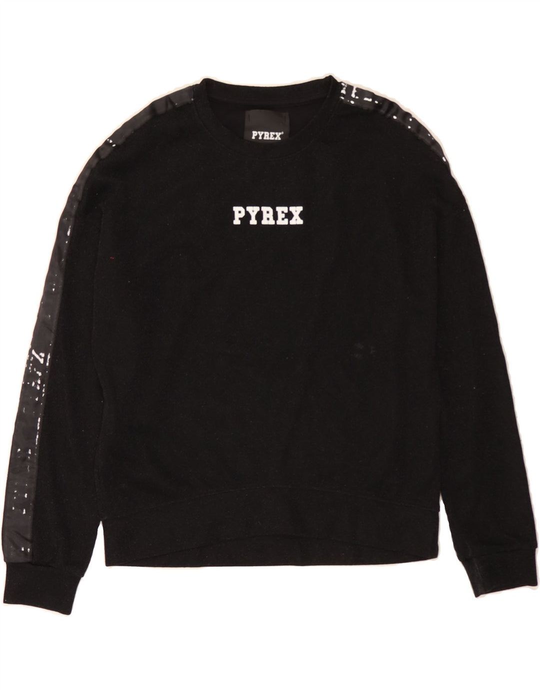 PYREX Womens Graphic Sweatshirt Jumper UK 10 Small Black Flecked Viscose Vintage Pyrex and Second-Hand Pyrex from Messina Hembry 