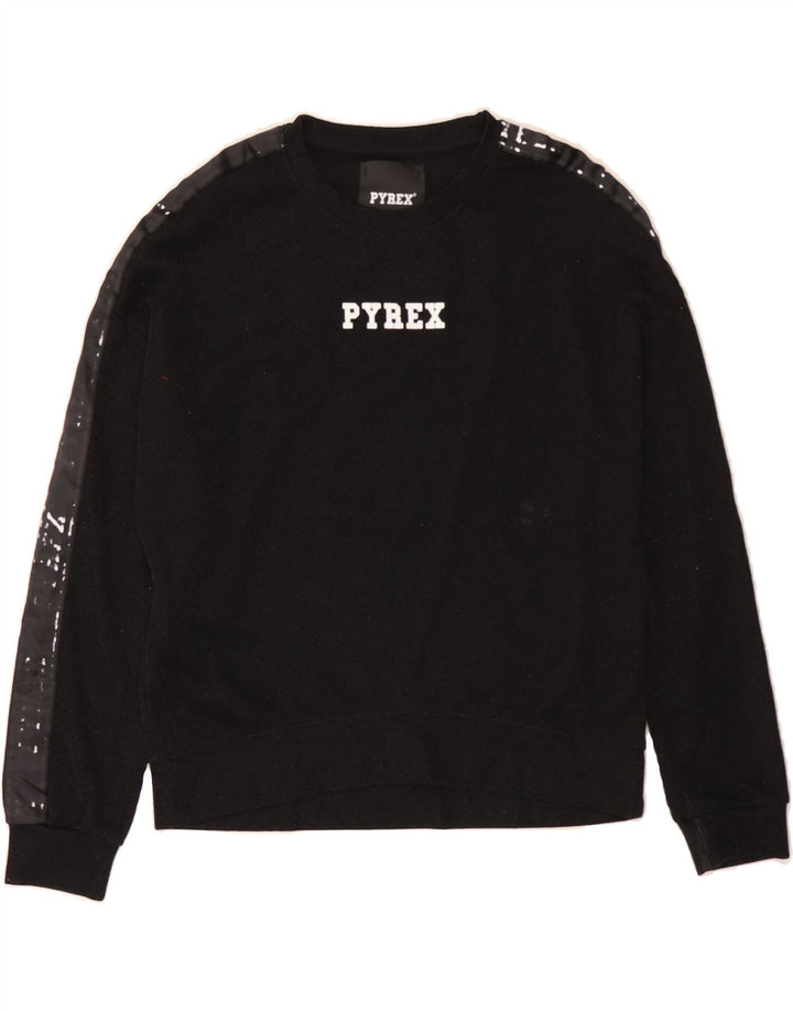 PYREX Womens Graphic Sweatshirt Jumper UK 10 Small Black Flecked Viscose Vintage Pyrex and Second-Hand Pyrex from Messina Hembry 