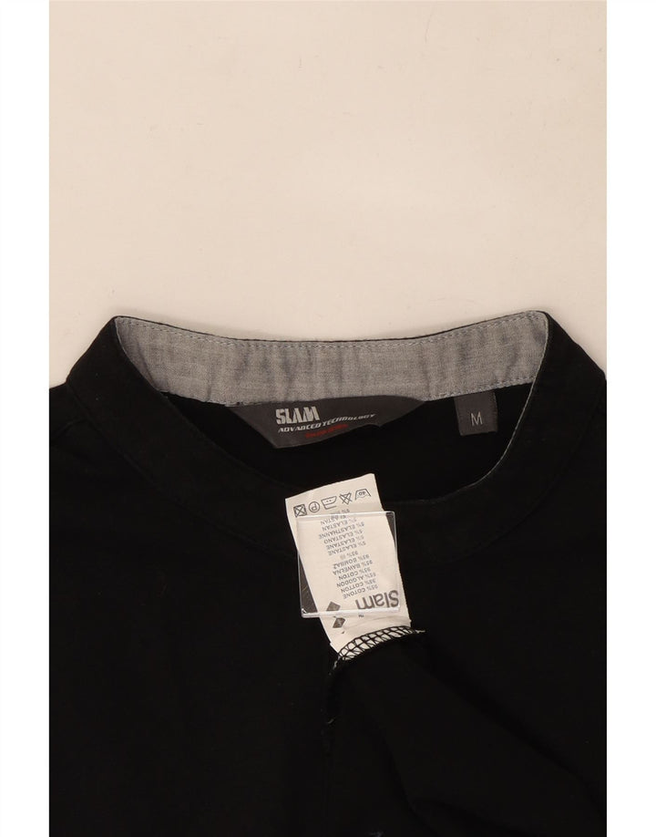 Slam Womens Top Long Sleeve UK 12 Medium Black Cotton