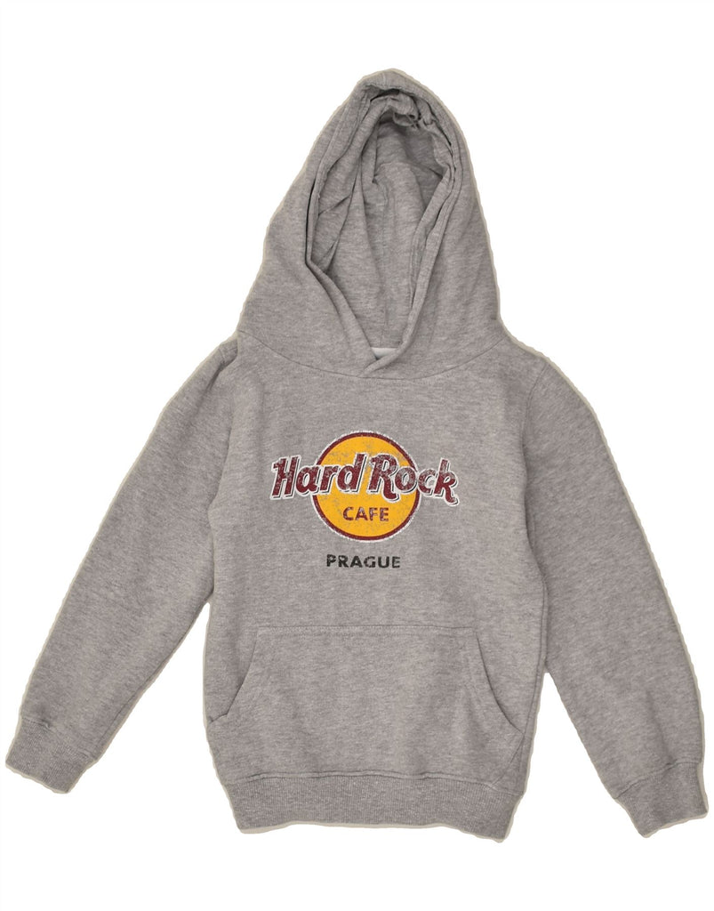 HARD ROCK CAFE Boys Prague Graphic Hoodie Jumper 9-10 Years XS Grey Cotton | Vintage Hard Rock Cafe | Thrift | Second-Hand Hard Rock Cafe | Used Clothing | Messina Hembry 