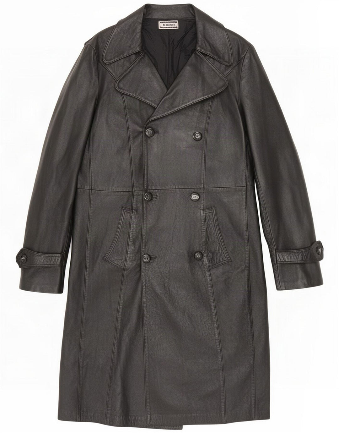 Marcos Womens Leather Double Breasted Coat IT 56 4XL Black