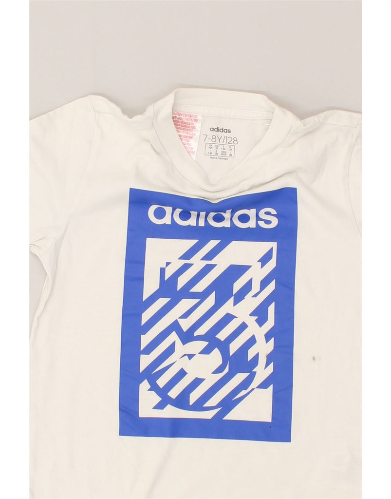 ADIDAS Boys Graphic T-Shirt Top 7-8 Years White Cotton | Vintage Adidas | Thrift | Second-Hand Adidas | Used Clothing | Messina Hembry 