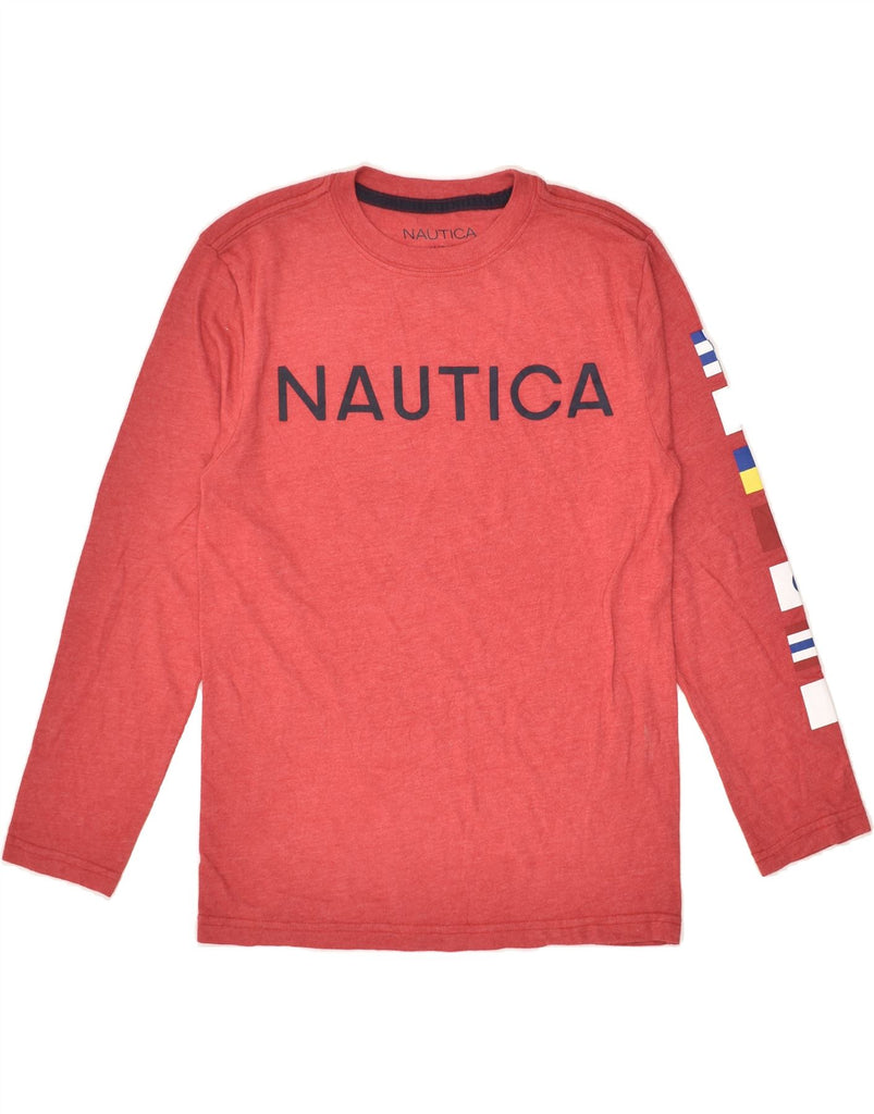 NAUTICA Boys Graphic Top Long Sleeve 10-11 Years Medium  Red Cotton | Vintage Nautica | Thrift | Second-Hand Nautica | Used Clothing | Messina Hembry 