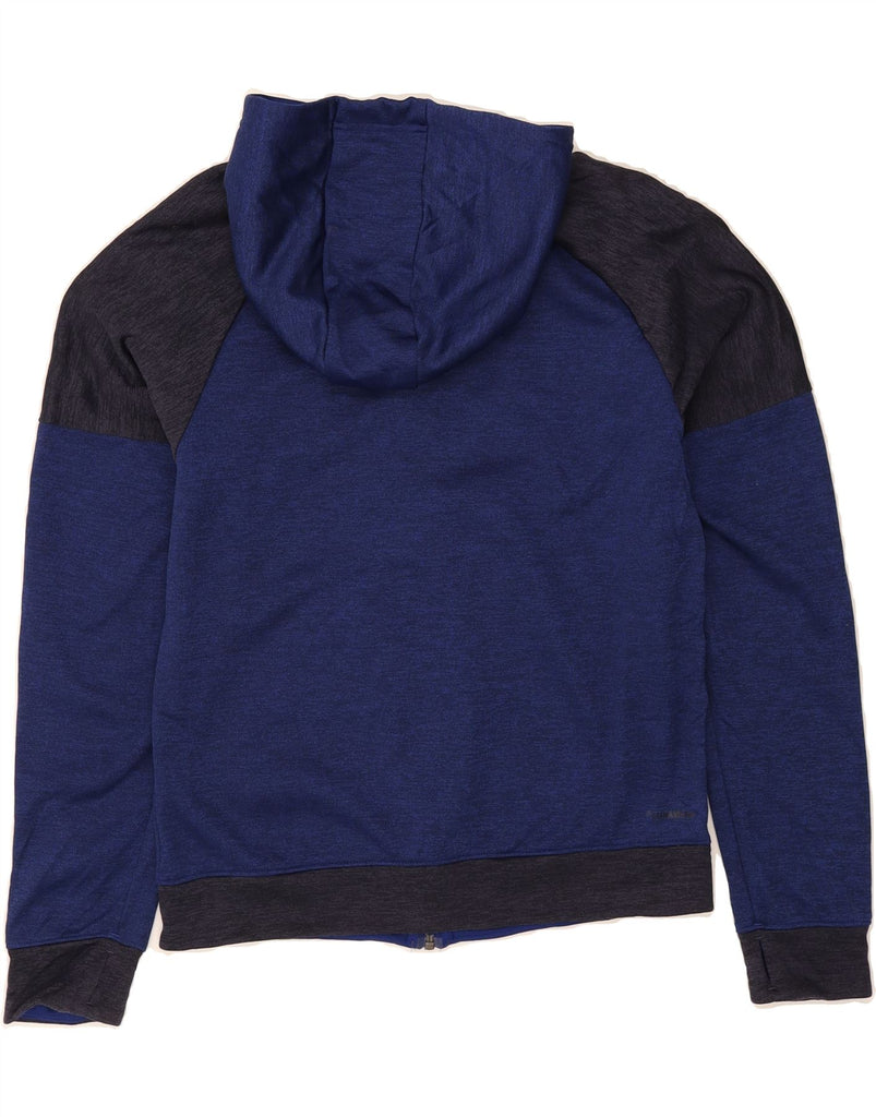ADIDAS Womens Zip Hoodie Sweater UK 12/14 Medium Navy Blue Colourblock Vintage Adidas and Second-Hand Adidas from Messina Hembry 