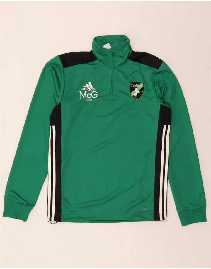 ADIDAS Mens Climalite Zip Neck Top Long Sleeve Small Green Colourblock Vintage Adidas and Second-Hand Adidas from Messina Hembry 