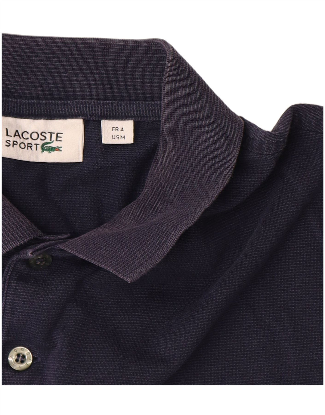 LACOSTE Mens Polo Shirt Size 4 Medium Navy Blue Pinstripe Cotton