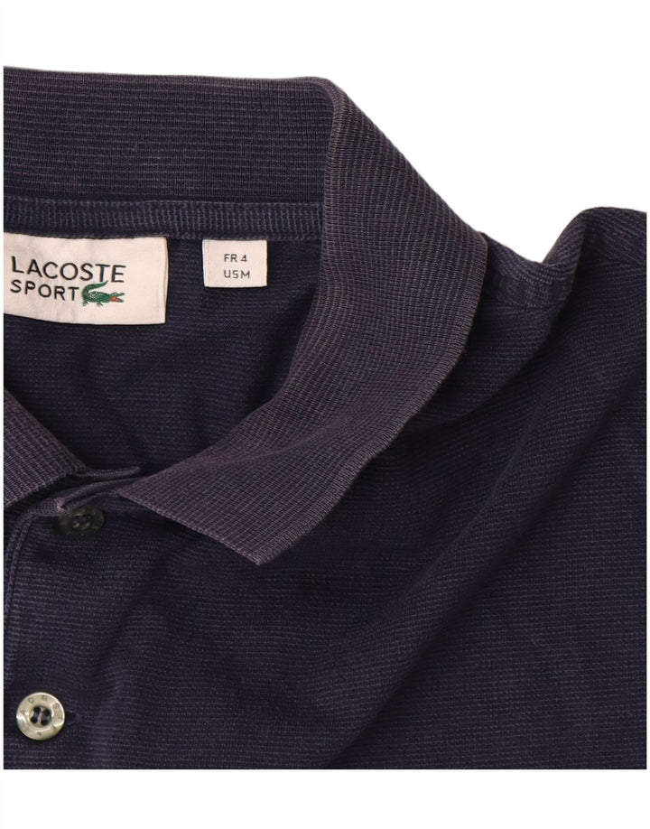 LACOSTE Mens Polo Shirt Size 4 Medium Navy Blue Pinstripe Cotton