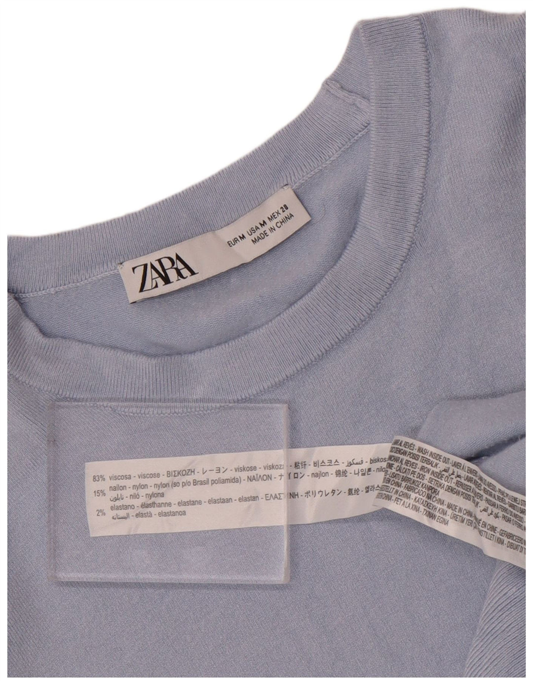 Zara Womens Boat Neck Jumper Sweater UK 12 Medium Blue Viscose