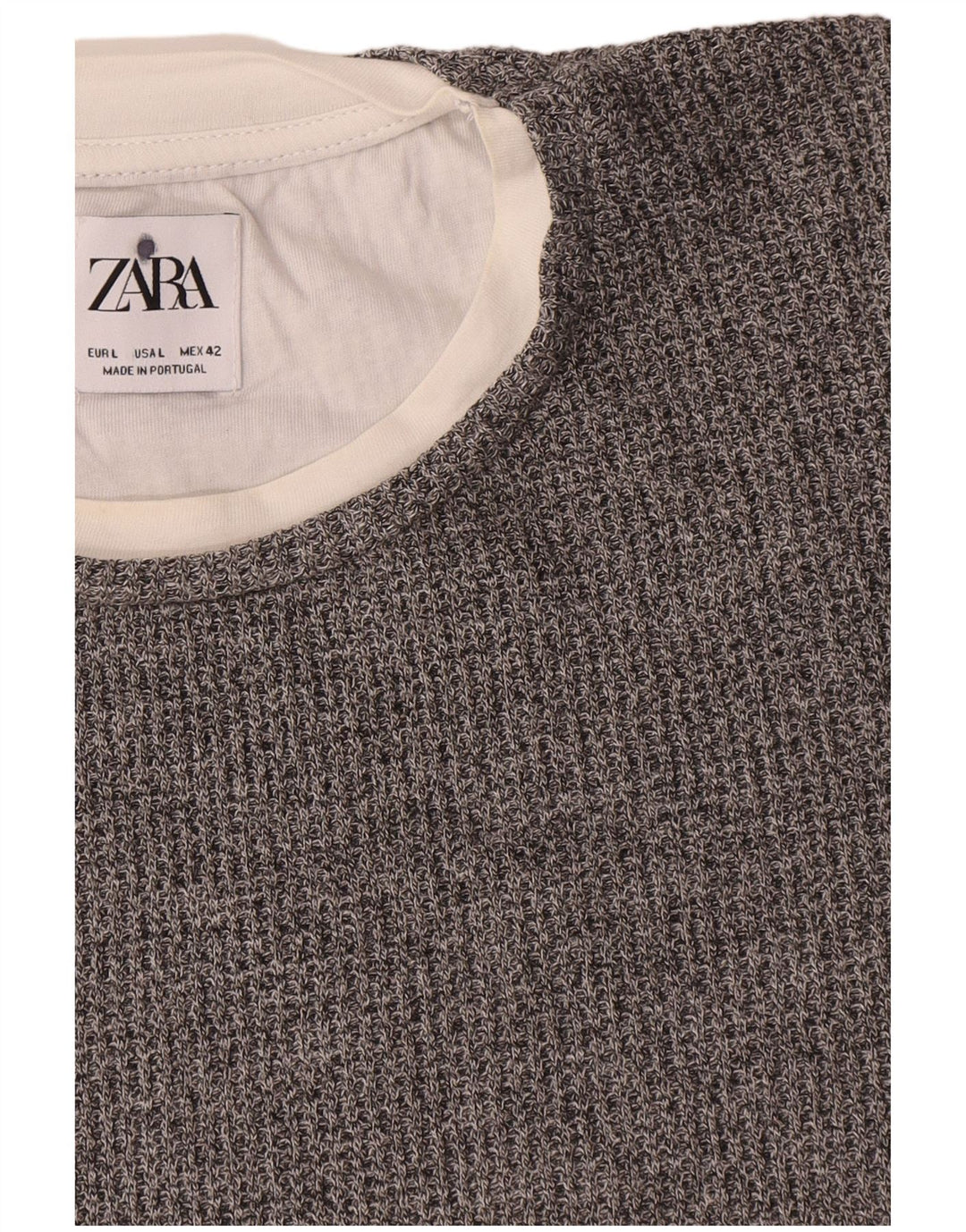Zara Mens Crew Neck Jumper Sweater Large Grey Cotton