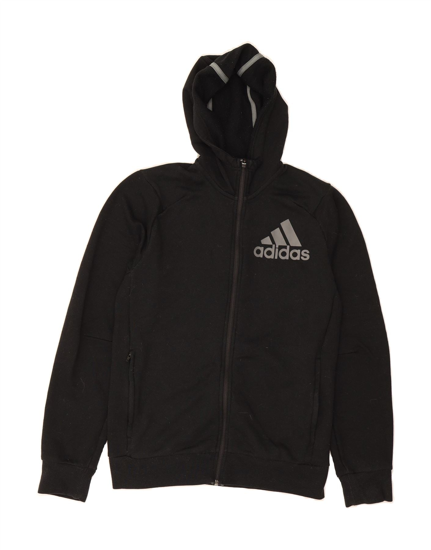 ADIDAS Mens Climalite Graphic Zip Hoodie Sweater Small Black
