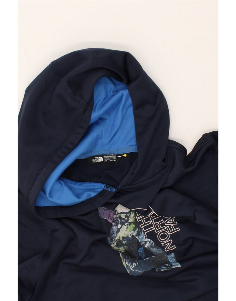 THE NORTH FACE Boys Graphic Hoodie Jumper 14-15 Years Large Navy Blue | Vintage The North Face | Thrift | Second-Hand The North Face | Used Clothing | Messina Hembry 