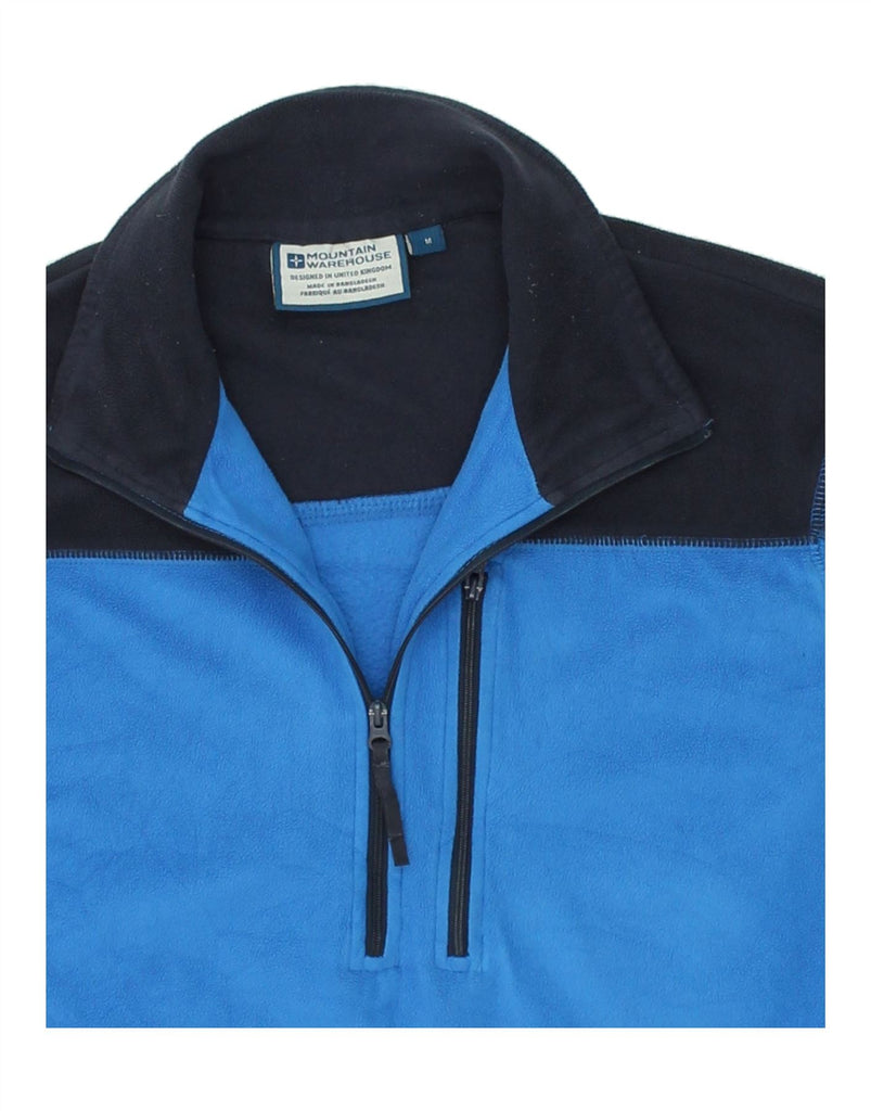 MOUNTAIN WAREHOUSE Mens Zip Neck Fleece Jumper Medium Blue Colourblock | Vintage Mountain Warehouse | Thrift | Second-Hand Mountain Warehouse | Used Clothing | Messina Hembry 