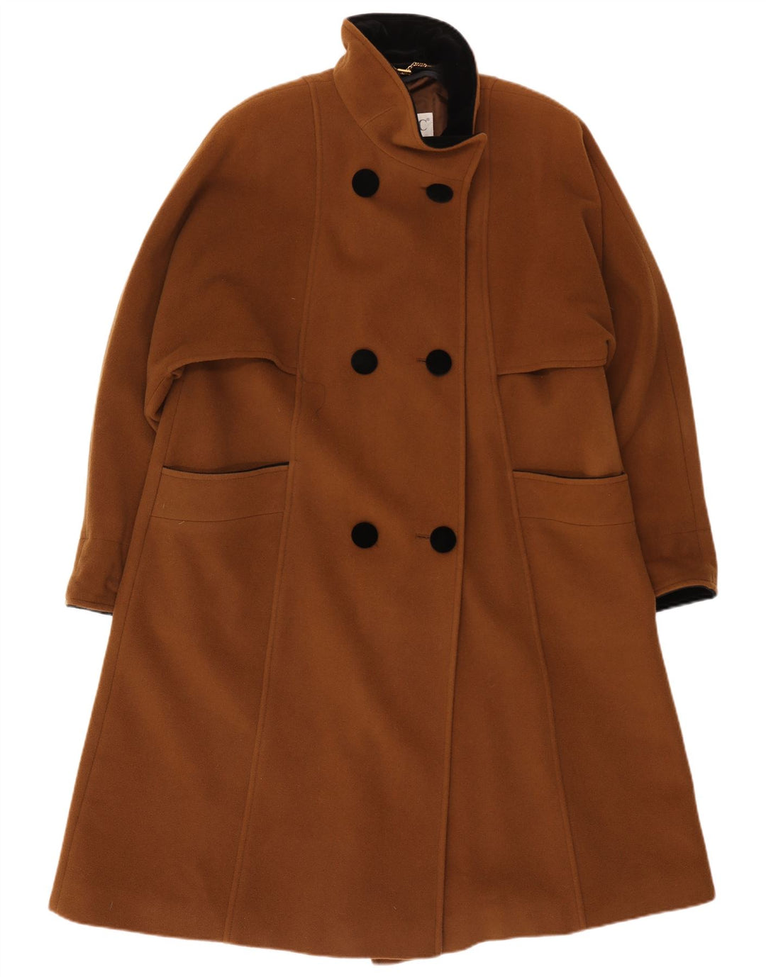 CLASSIC Womens Double Breasted Coat UK 18 XL Brown Cotton