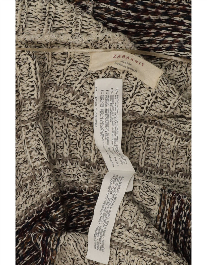 ZARA Womens Longline Hooded Cardigan Sweater UK 14 Medium Multicoloured