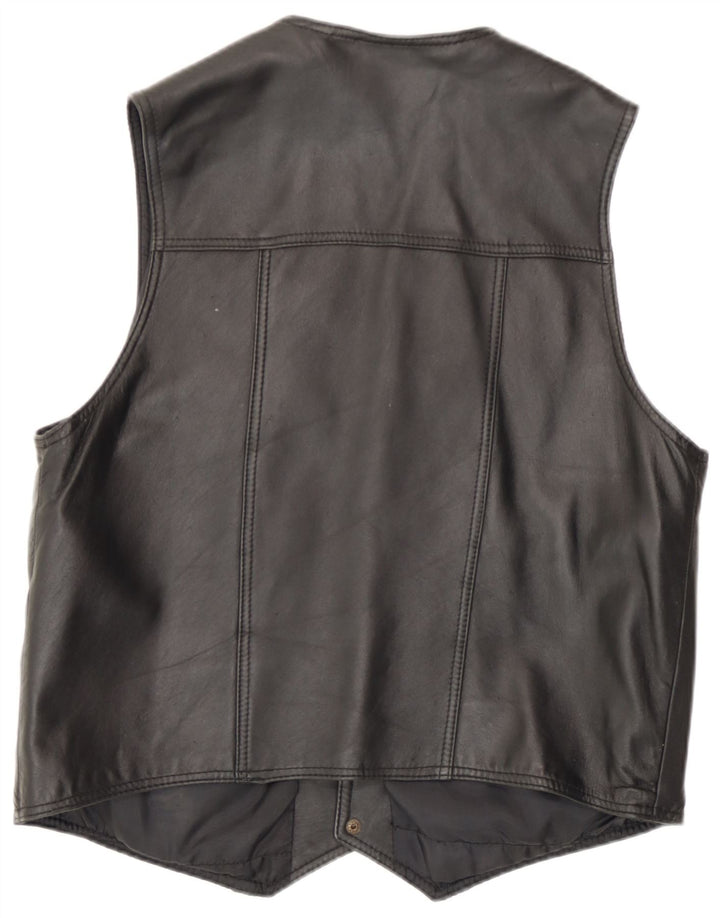 Mondi Mens Leather Waistcoat UK 36 Small Black