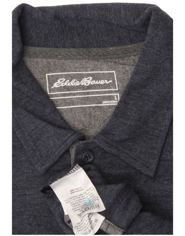 Eddie Bauer Mens Polo Shirt Large Navy Blue Cotton