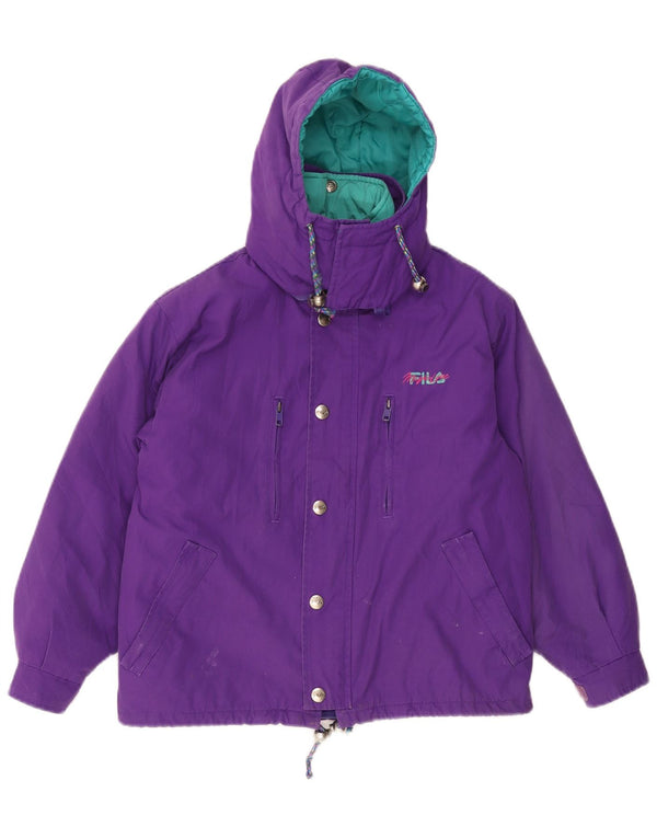 FILA Girls Hooded Padded Jacket 9-10 Years Purple Polyester