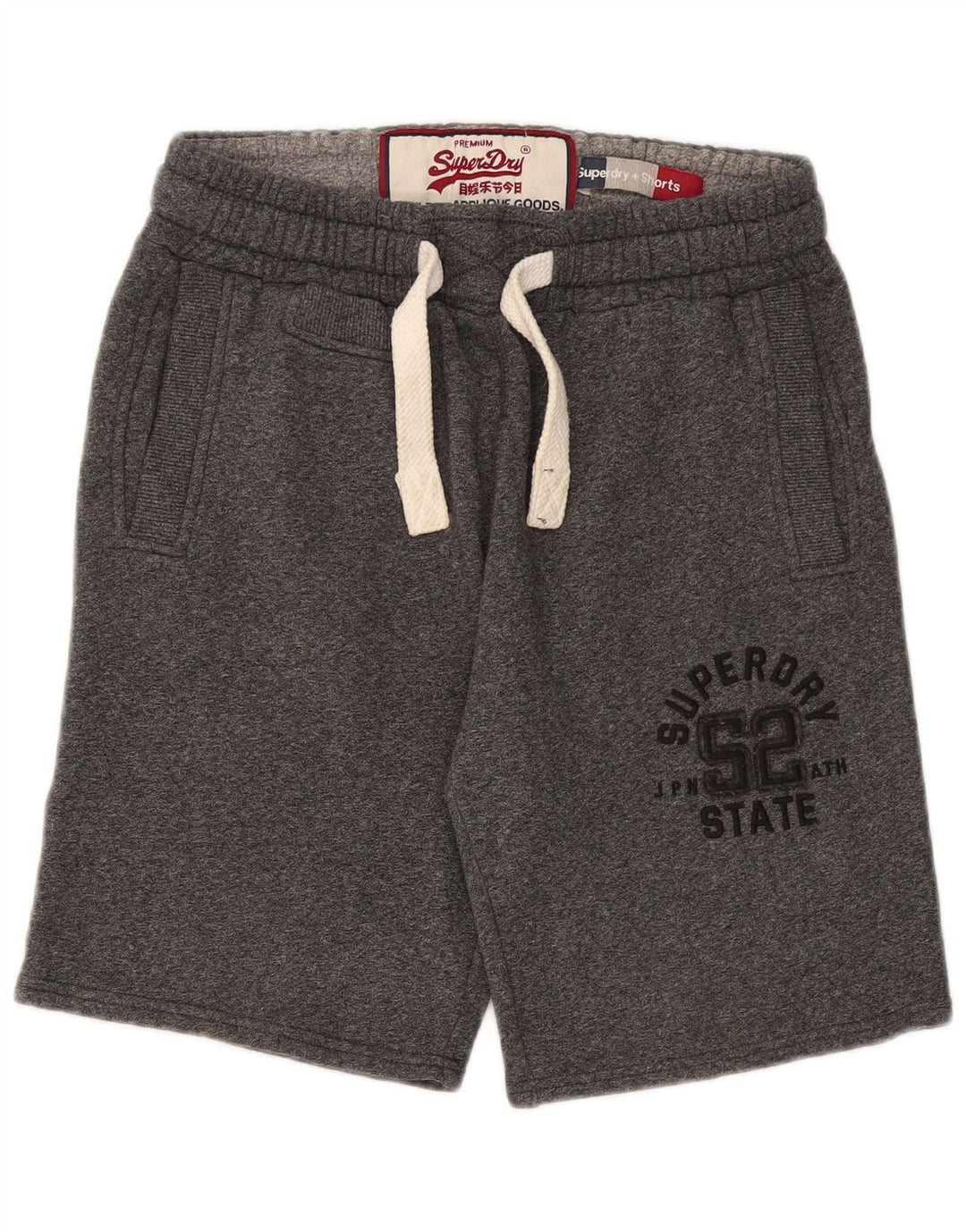 Superdry Mens Graphic Sport Shorts Small Grey Flecked Cotton