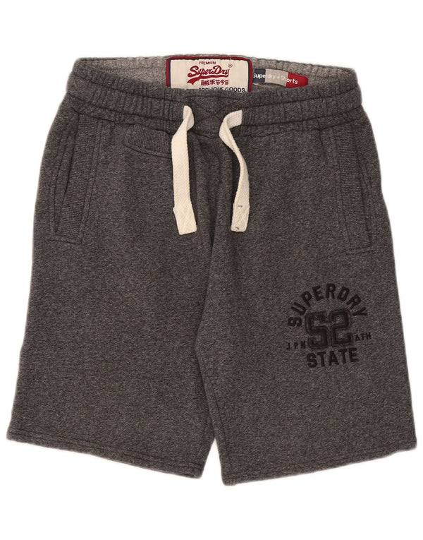 Superdry Mens Graphic Sport Shorts Small Grey Flecked Cotton