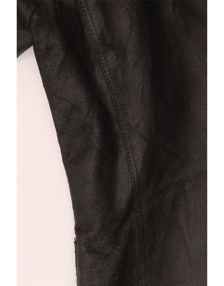 J.J.Scott Womens 2 Button Leather Blazer Jacket IT 46 Large Black