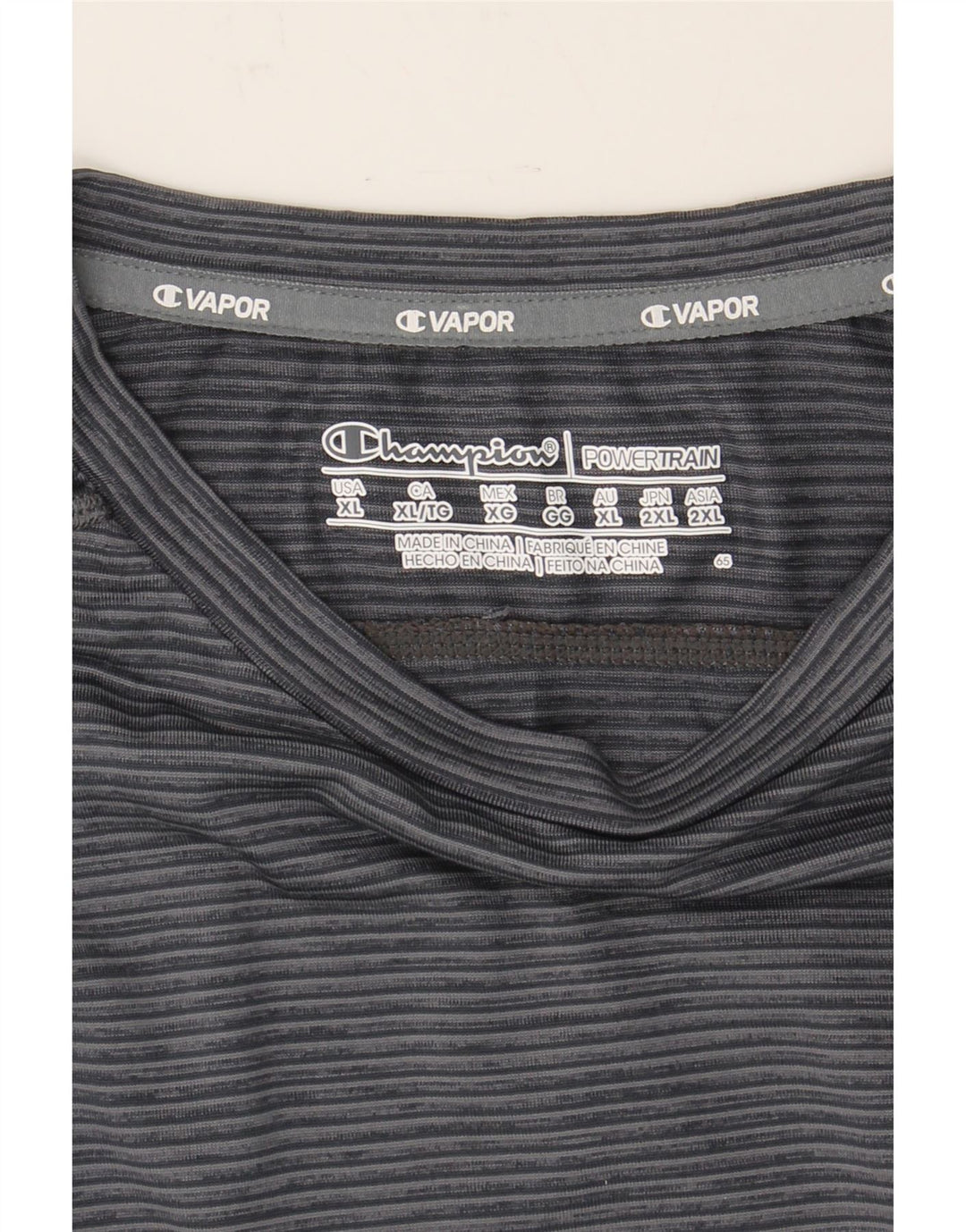 CHAMPION Mens Top Long Sleeve XL Grey Pinstripe Polyester Vintage Champion and Second-Hand Champion from Messina Hembry 