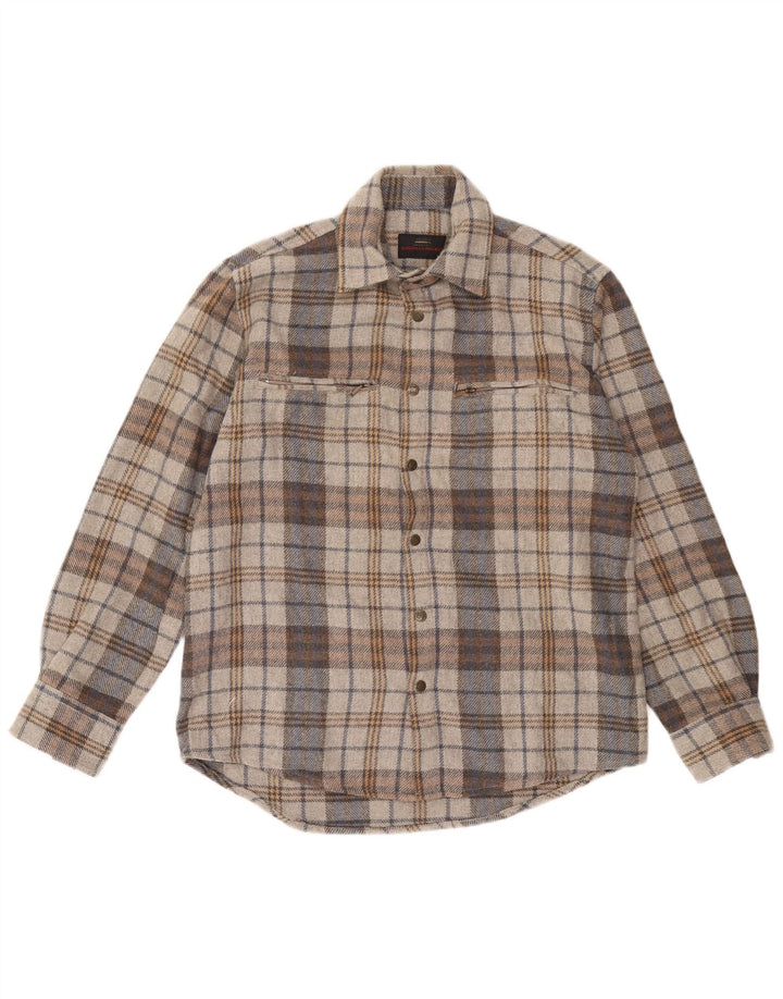 European Project Mens Checked  Flannel Shirt Medium Grey Plaid Acrylic