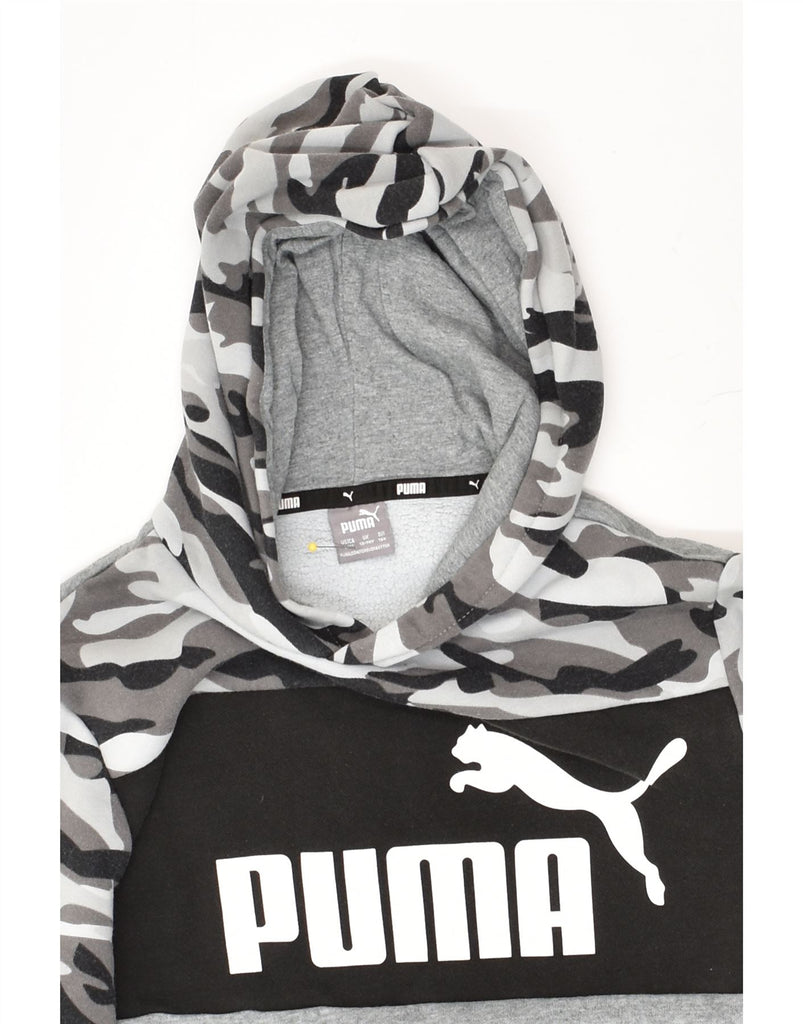 PUMA Boys Graphic Hoodie Jumper 13-14 Years Grey Camouflage Cotton | Vintage Puma | Thrift | Second-Hand Puma | Used Clothing | Messina Hembry 