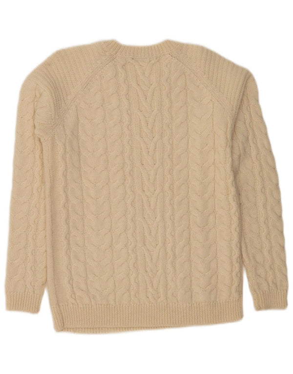 HALLHUBER Womens Crew Neck Jumper Sweater UK 14 Medium Beige Wool