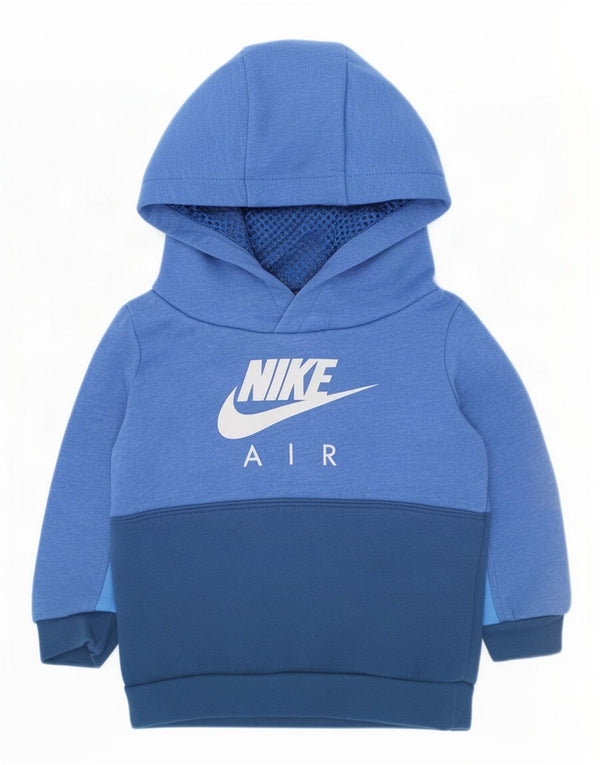 Nike Baby Boys Graphic Hoodie Jumper 12-18 Months Blue Colourblock Cotton
